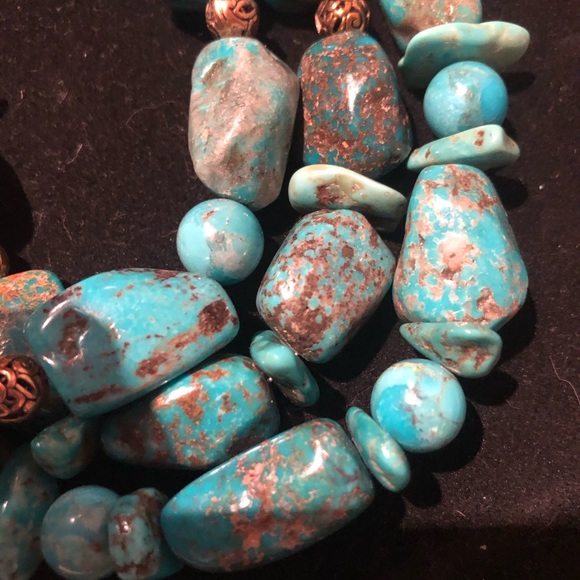 NWT Stunning Barse Turquoise and brass 3 strand necklace - Picture 5 of 8